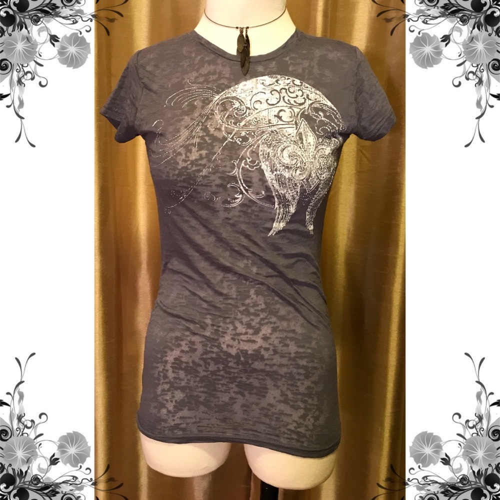 Hello Miss Angel Wings Burnout Tee